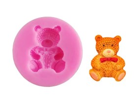 Molde silicona osito texturado con moño